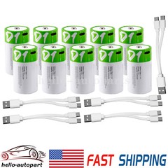 USB AA AAA 9V D Size Lithium ion Li-ion Rechargeable Battery 1.5V W/ Type C Lot