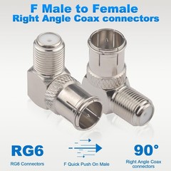 90 Degree Right Angle F Female to Male Connector Coax Adapter TV F-Type M/F Lot