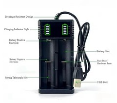USB Smart Battery Charger For18550 14500 16340 Rechargeable Li-Ion Batteries Lot