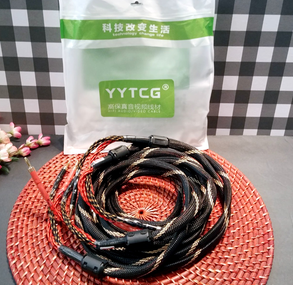 10 AWG 2 Pack Audiophile Speaker Cable Speaker Wire Gold Banana Plugs ,4N OFC