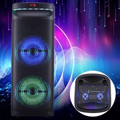 Dual 10″ Subwoofer Portable Bluetooth Speaker Heavy Bass Sound System Party +Mic