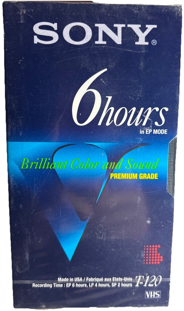 Sony T120VF Premium Grade 6 Hr VHS Video Tape Brilliant SEALED—SHIPS IN 24 HOURS