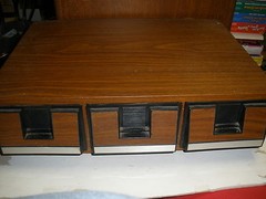 vintage cassette tape storage box holds 42 tapes in 3 section pull out drawers