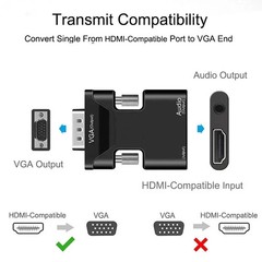 HDMI Female to VGA Male Converter with Audio Adapter for PC Laptop Xbox Monitor