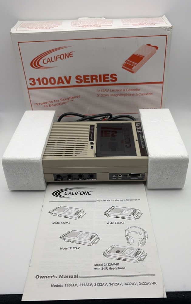 Califone Cassette Tape Player / Recorder 3132AV with Box 120V Working ✅ Open Box