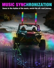 2x 1~4FT Thick LED Whip Spiral Chasing RGB Fat Whip Light For Can Am Polaris RZR