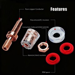 4PC Audiophile Pure Copper Binding Post Speaker Amplifier Female Banana Terminal