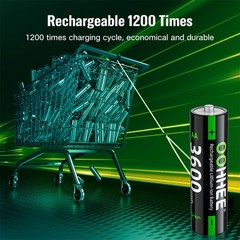 3600mWh 1.5V 4 Pack Rechargeable Lithium AA Batteries with Fast Charger Box NEW