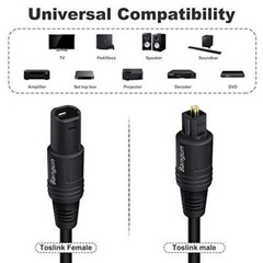 3ft Optical Cable Extension Toslink Extender Cable Male to Female Optical Audio