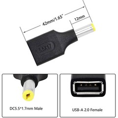 USB 2.0 A Female to DC 5.5 x 1.7mm Male Connector Charge Power Adapter Charging