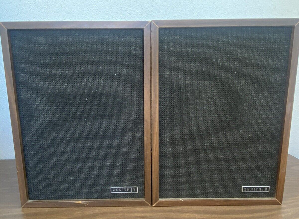 1960s Zenith Wood Wooden 13″ x 10″ x 8″ Book Shelf Speakers Works