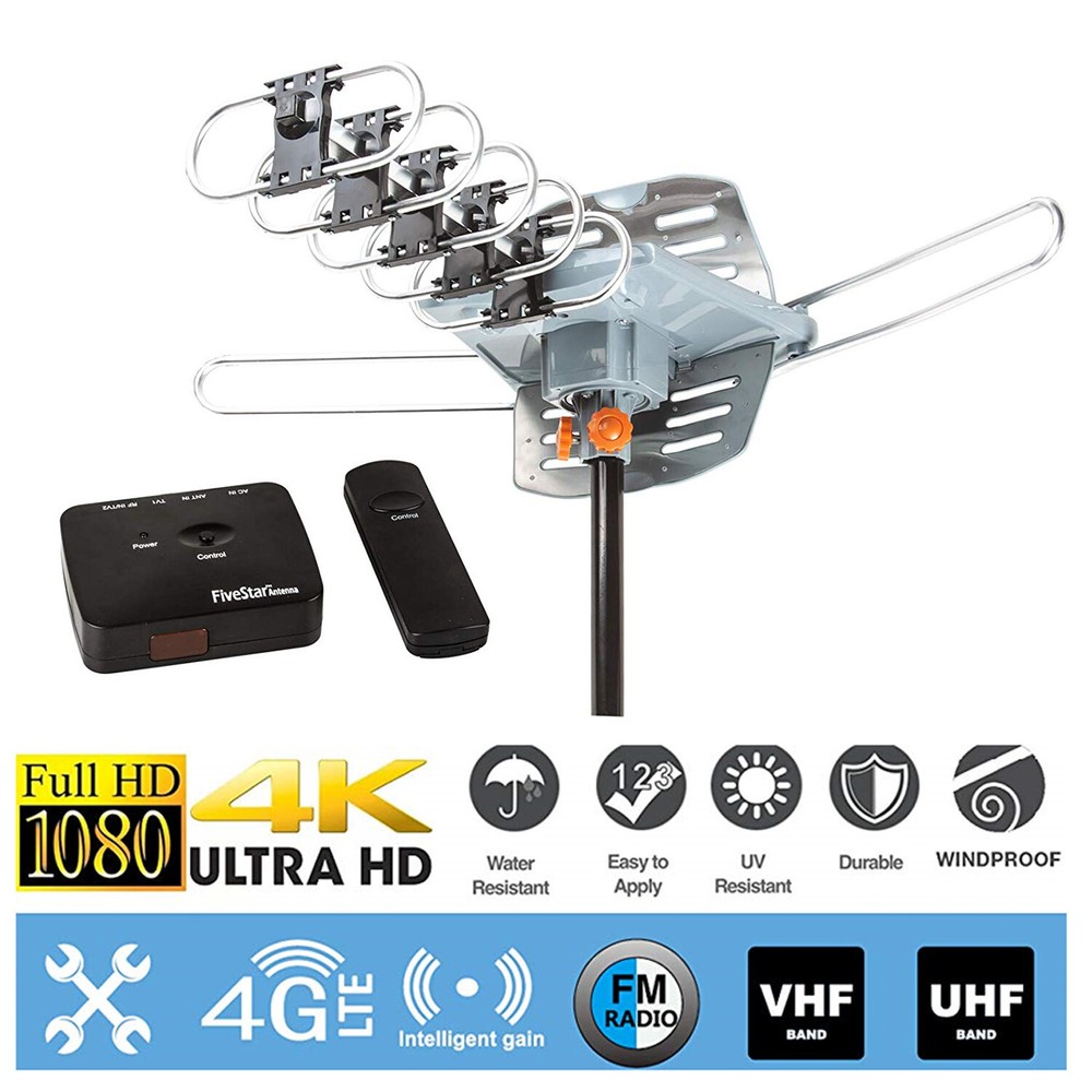 150MILES OUTDOOR TV ANTENNA MOTORIZED AMPLIFIED HDTV HIGH GAIN 36dB UHF VHF