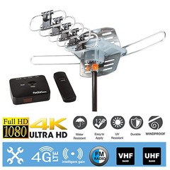 150MILES OUTDOOR TV ANTENNA MOTORIZED AMPLIFIED HDTV HIGH GAIN 36dB UHF VHF