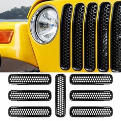 Black Honeycomb Mesh Front Grill Inserts TJ Front Grill Inserts Kit-Black02