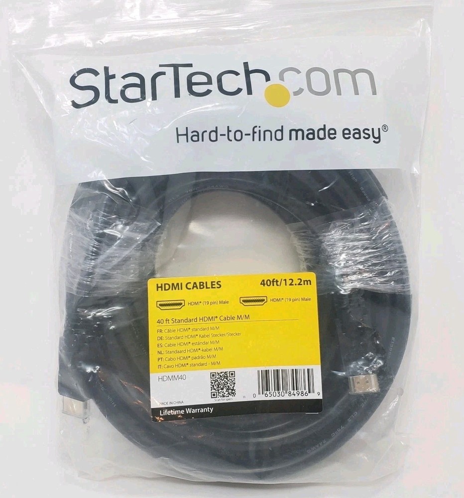 STARTECH HDMM40 40ft. HIGH SPEED HDMI CABLE – HDMI – M/M 19 Pin