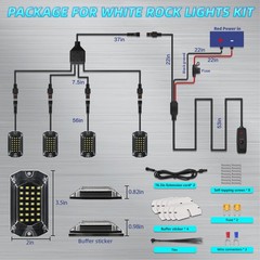4Pods Full Angle All Pure White LED Rock Lights Full Kit Plug and Play & Pre …