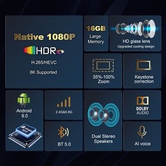 AUSHA Android Led Auto Focus Projector with 4K 8K Support & Dolby Audio