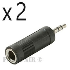 2 Pack Lot 3.5mm 1/8″ Stereo Male Plug to 1/4″ 6.35mm Female Jack Audio Adapter