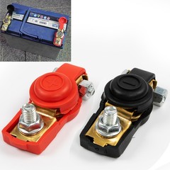 Top Post Car Battery Terminal w/ Cover Cap Brass Pole Connector Cable Clamp 12V
