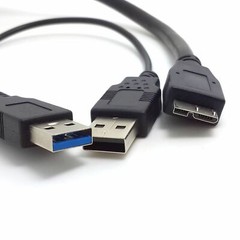 50CM USB 3.0 A Y USB 2.0 male to Micro B Power Data Cable Cord for Mobile SSD