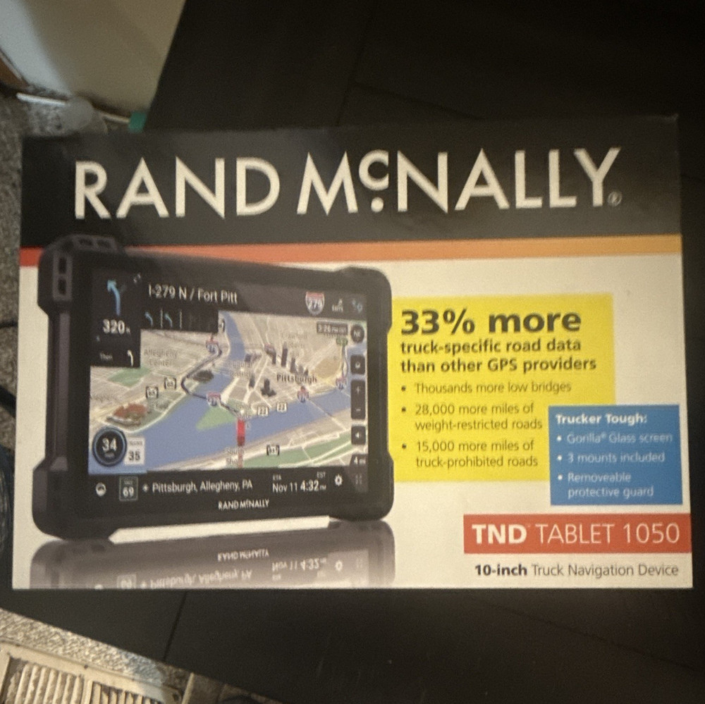 Rand McNally TND Tablet 1050 Truck GPS, 10 in Gorilla Glass, Road Data, Guard