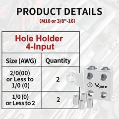Battery Terminal Connector, 4-Way Battery Post Terminals, 8AWG up to 2/0(XL)