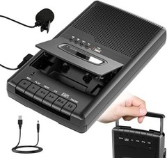Portable Cassette Player Recorder with Stand-Alone Microphone Converter to USB