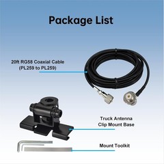 Car CB Antenna Mount Bracket 5.5 in Stainless Steel Clamp Base with 20ft RG58…