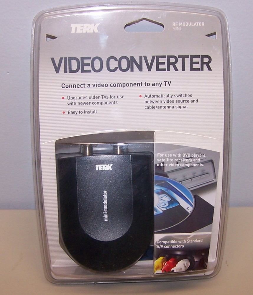 TERK Compact TV Audiovox Video to TV Converter Mini RF Modulator New in Package
