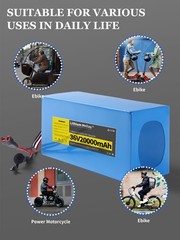 36V 20Ah Lithium Ion Battery Pack 30A BMS 0-800W Motor Power Supply
