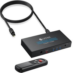 3×1 Optical Audio Switcher SPDIF TOSLINK Aluminum Alloy w/ IR Remote & Cable