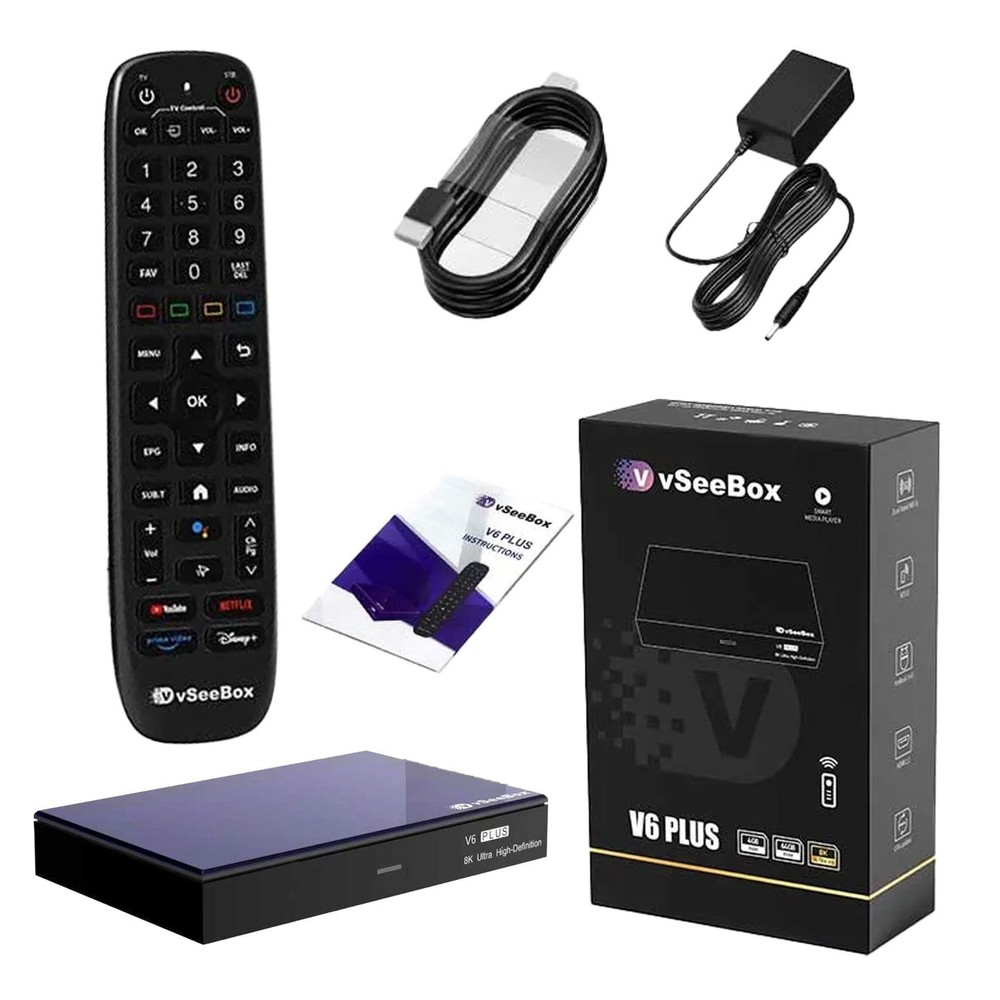 Vseebox V6 Plus Version Voice Control, 8K HDMI, Android 14, 4GB RAM, 64GB