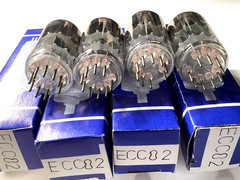 (4) ECC82 1970s Germany Fat Bottle Sturdy Body Wide Support Rod 12AU7 Tube NOS