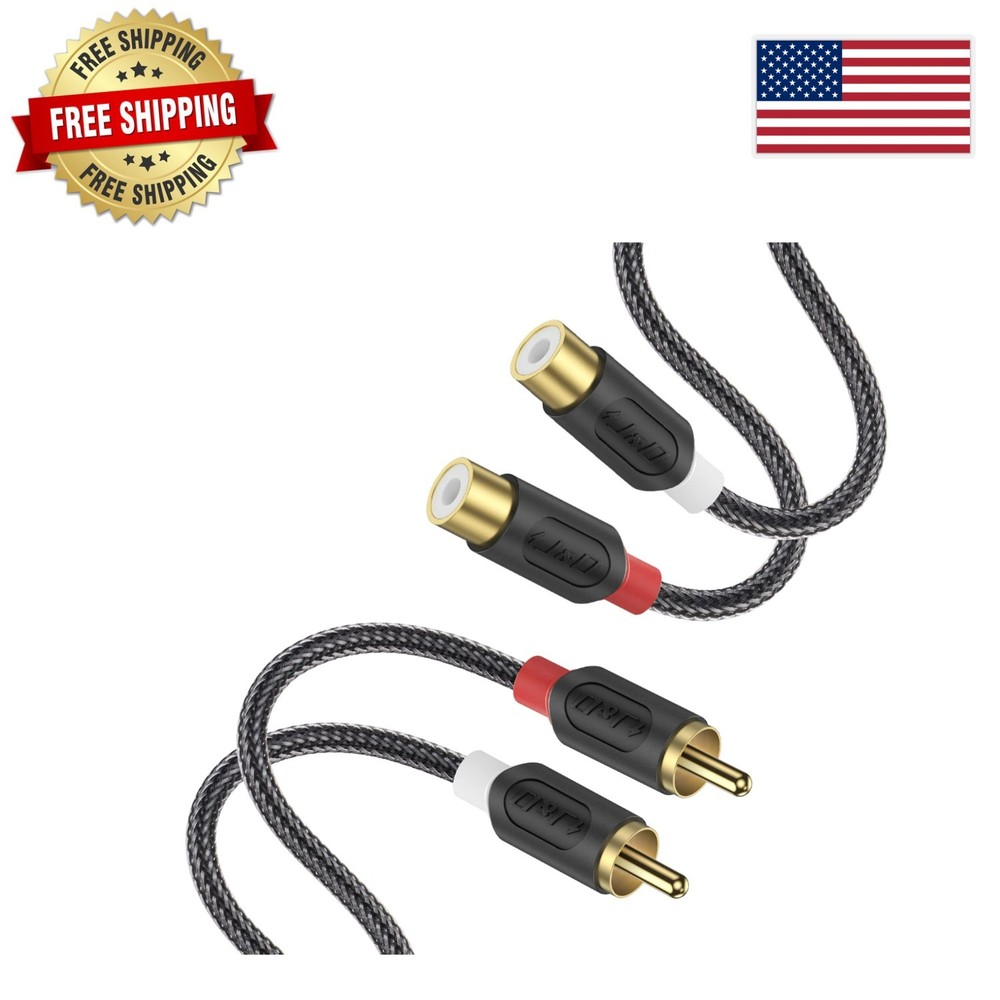 Durable 6 Feet RCA Male to Female Cable – Gold Plated for Minimal Signal Loss