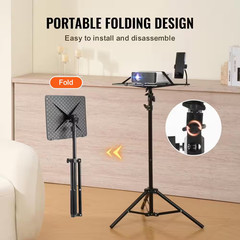 Projector Stand, Adjustable Height 26.97 to 63 In., Portable Tripod with Tray an