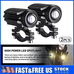 2x LED Motorcycle Spot Lights Auxiliary Headlight Driving Fog Lamp Yellow White
