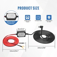 EWAY 3-in-1 Micro USB & Mini Type-C Dash Cam Hardwire Kit Car black