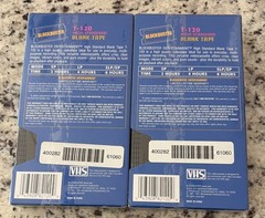 2 Blockbuster Video T-120 Blank VHS Tapes 6 Hours each Sealed 1997 Vintage.