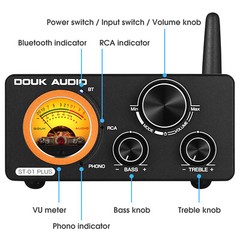 Digital Amplifier w/Phono Bluetooth HIFI TPA3255 Stereo Audio Amp for Turntables