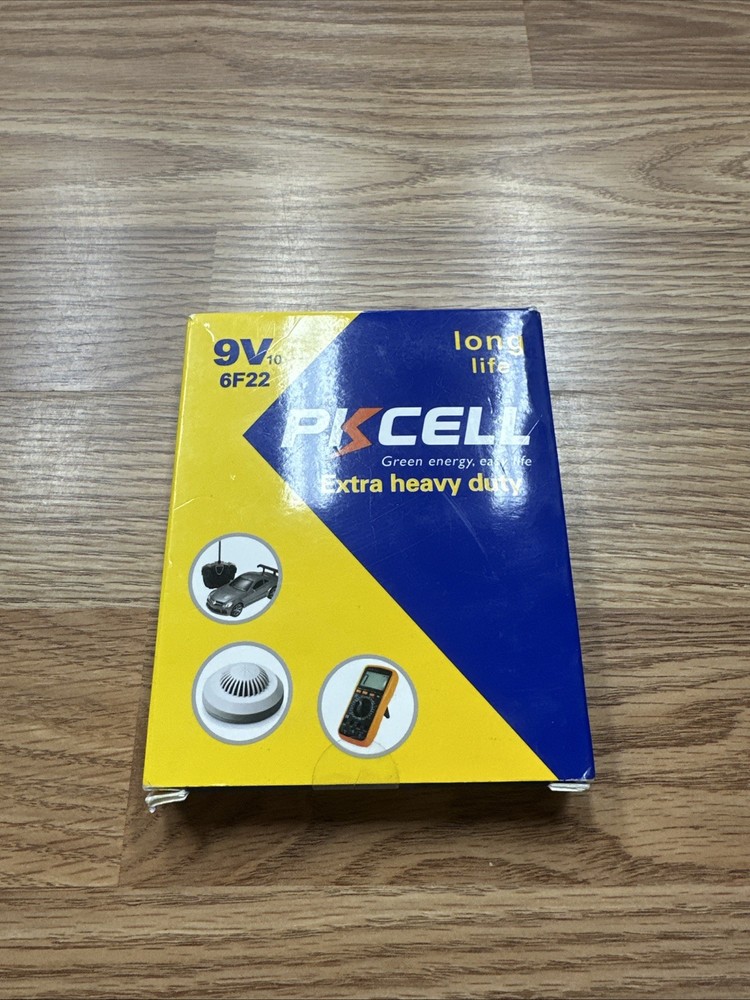 PKCELL 9V Battery 10 Pack Carbon Zinc 6F22 Household Use