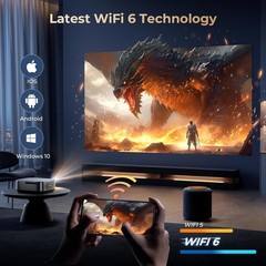4K Support Projector WiFi6 Bluetooth NetfIix DoIby Auto Focus 1080p Home Theater