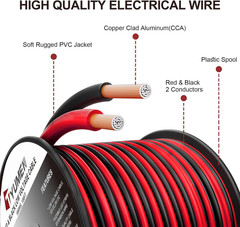 TYUMEN 18 Gauge Wire 100FT, 18/2 AWG Red Black Hookup Electrical Wire LED Strips