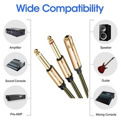 1/4 inch Splitter Cable, 1/4″ inch Stereo Female to Dual 1/4″ TS Mono Male Sp…