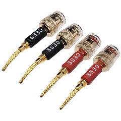 CESS-220 Pin Banana Plug to 4Mm Female Banana Jack/Speaker Wire, 4 Pack