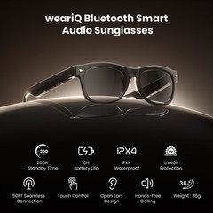 WeariQ Bluetooth Smart Glasses Audio Sunglasses Open-Ear Speaker – Matte Black™