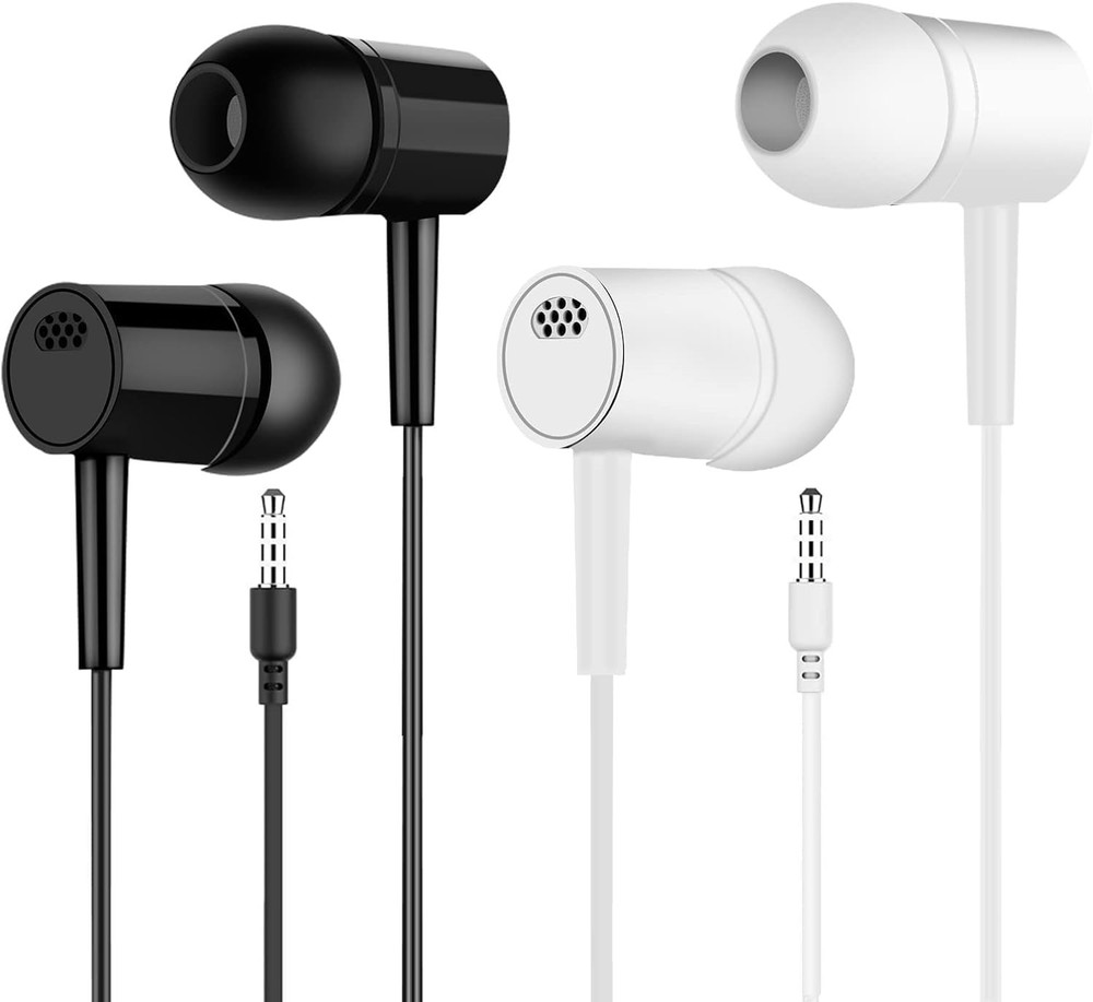 Wired Earbuds 2 Pack In Ear Headphones 3.5mm Mic Volume Control Stereo Noise Is.