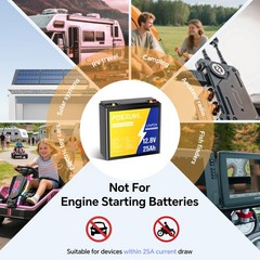 NEW 12V 25Ah LiFePO4 Lithium Battery 320Wh Built-in BMS Deep Cycle for Solar RV