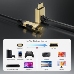USB C to HDMI Cable 4FT, 90 Degree HDMI Plug, High-Speed USB 3.1 Type-C to HD…