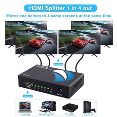 Movcle HDMI Splitter 1 in 4 out Full Ultra HD 1080P 4K/2K 1 4 out, Black