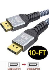 UHD 8K DisplayPort 10FT Cable 8K@60hz, 4K@144hz32.4Gbps, HDR, HBR3 DP to DP N147